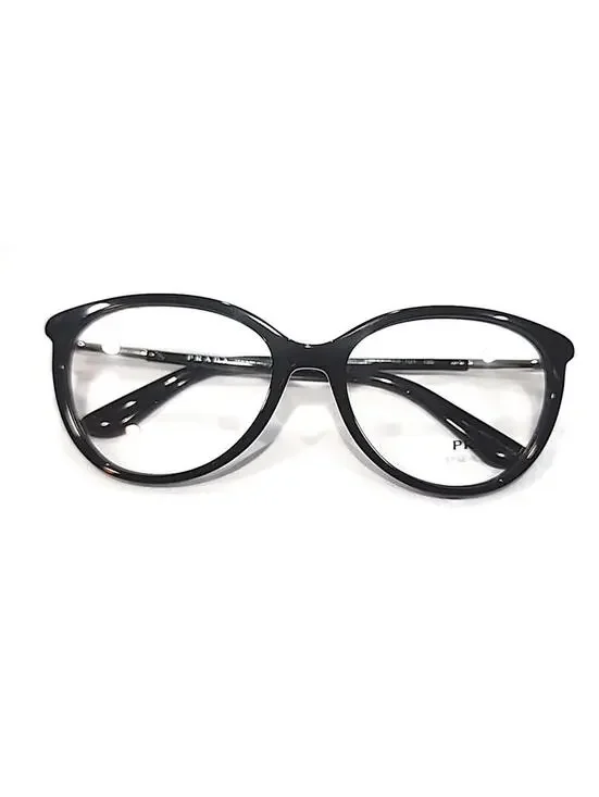 PRADA VPR03O IAB 101 Milan Glossy Black Oval Eyeglasses 53-16 130 Case Box Cloth - Picture 7 of 8